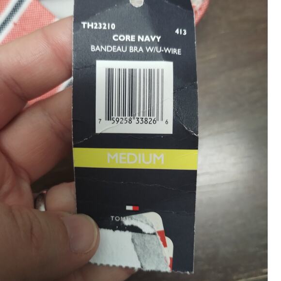 Tommy Hilfiger NWT Size Medium Core Navy Bandeau Swimsuit Strapless Bikini Top - Picture 5 of 5